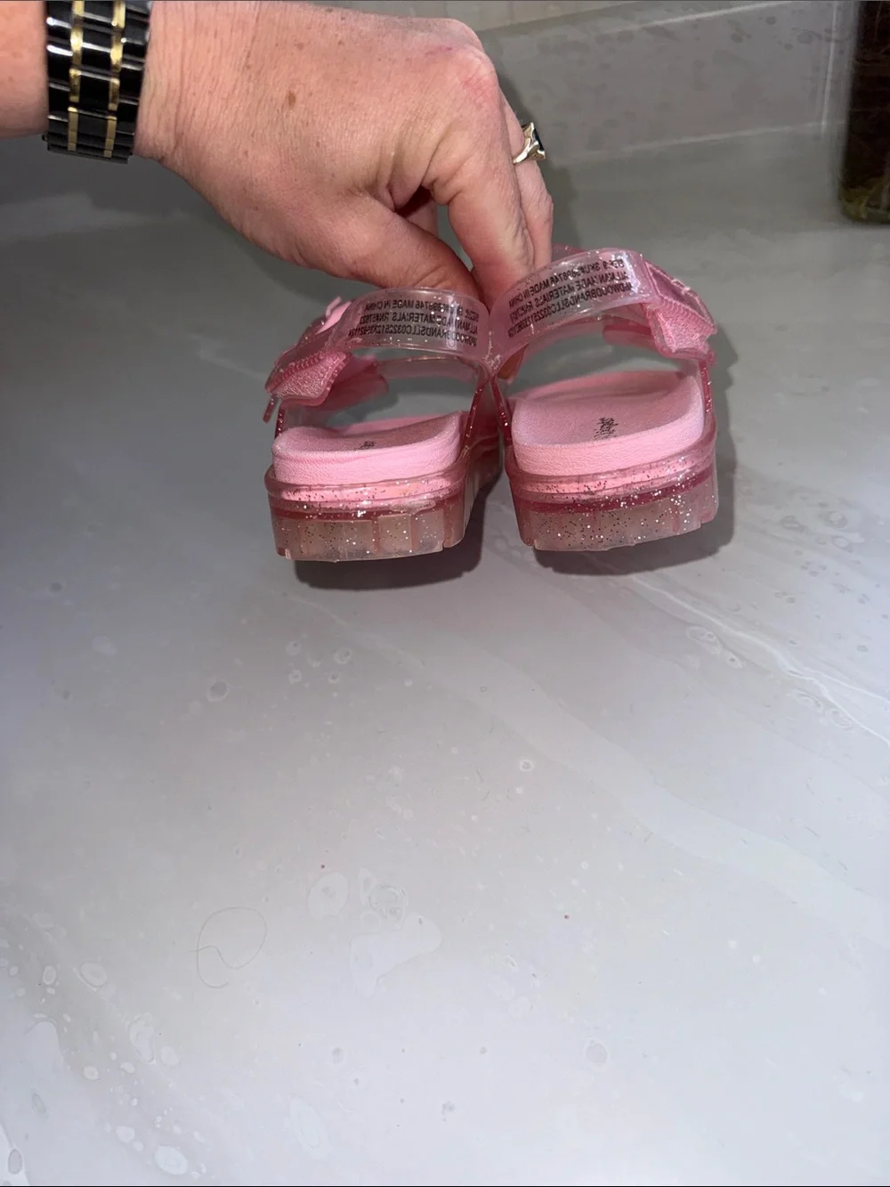 Kidgets Sparkle Pink Jelly Sandals with Buckles